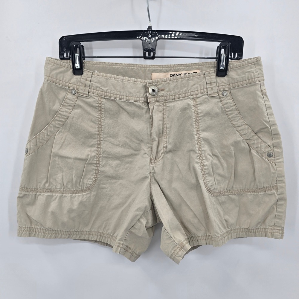 DKNY Shorts Womens 10 Khaki Chino Shorts Tan Stretch Cotton Casual